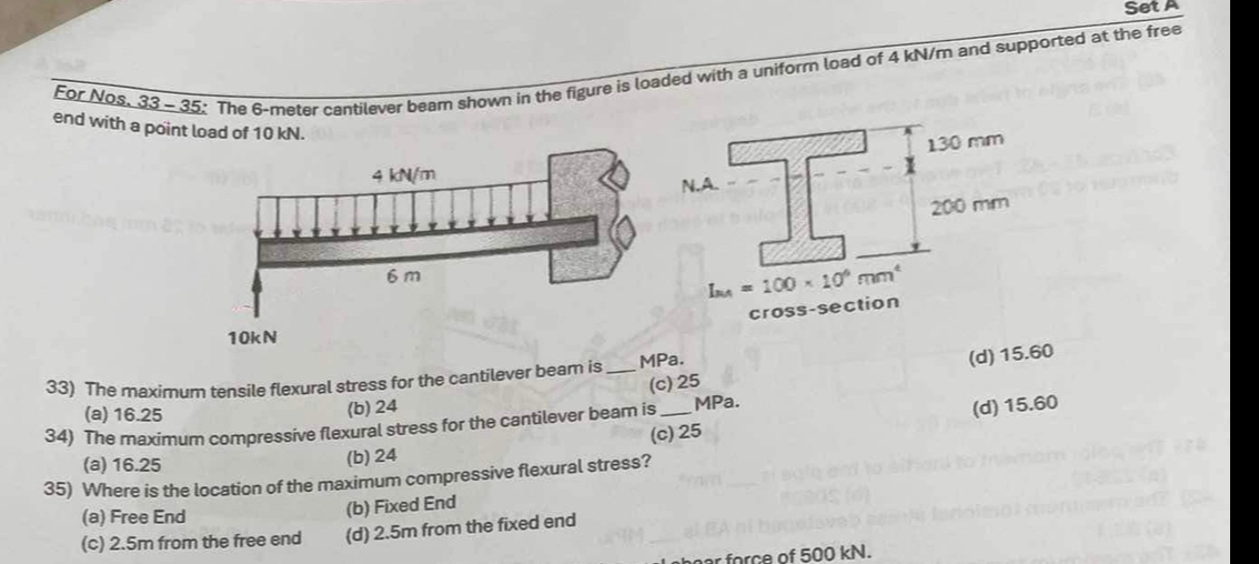 Set A For Nos. 3 3 - 3 5 : The 6 - meter