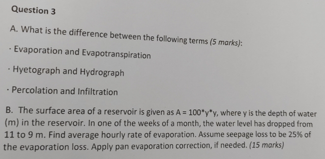 Question 3 A . What is the difference between the