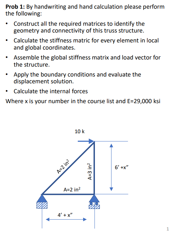 Prob 1 : By handwriting and hand calculation