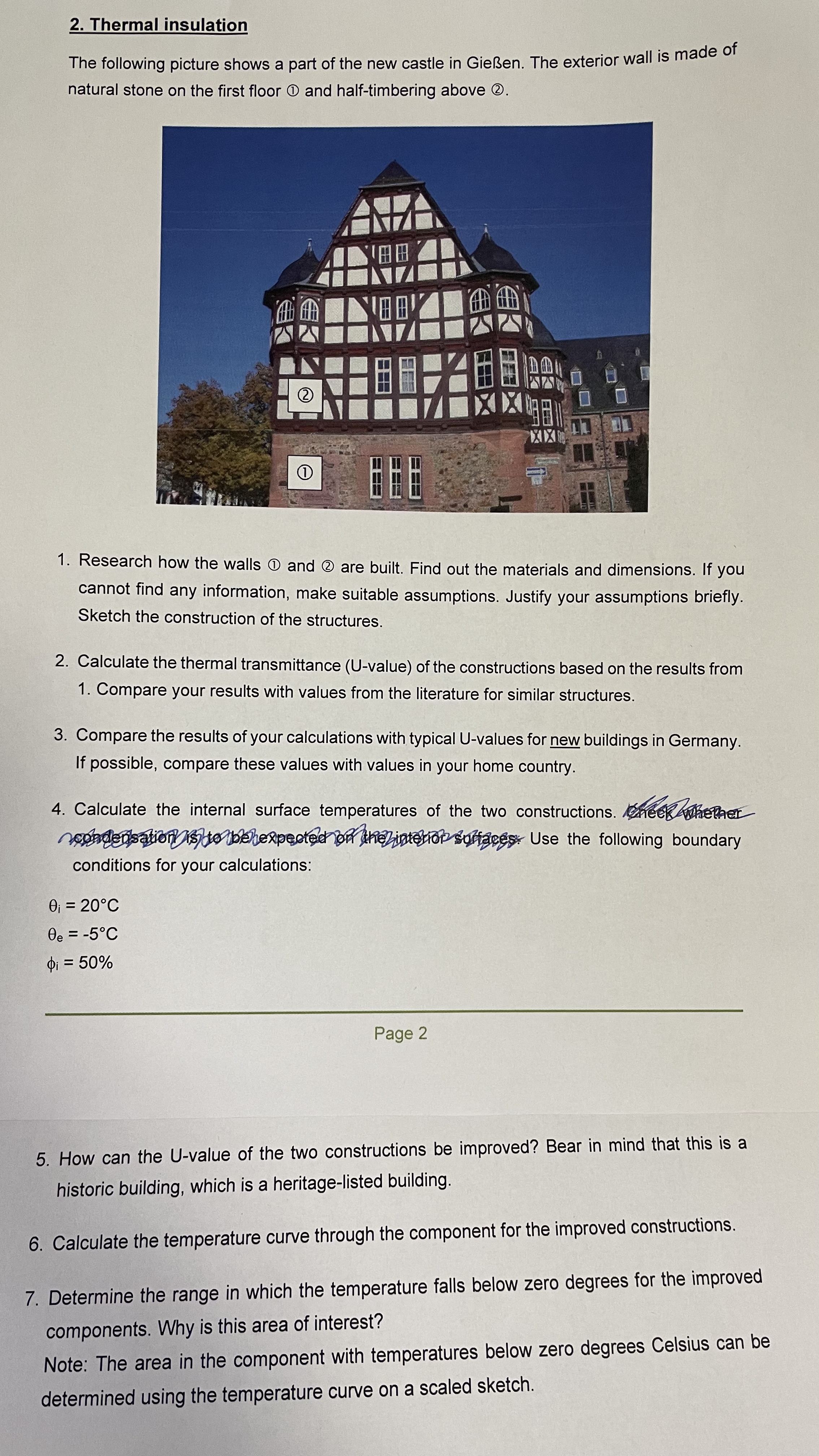 Research how the walls ( 1 ) and ( 2 ) are built.