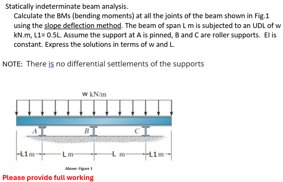 Statically indeterminate beam analysis. Calculate