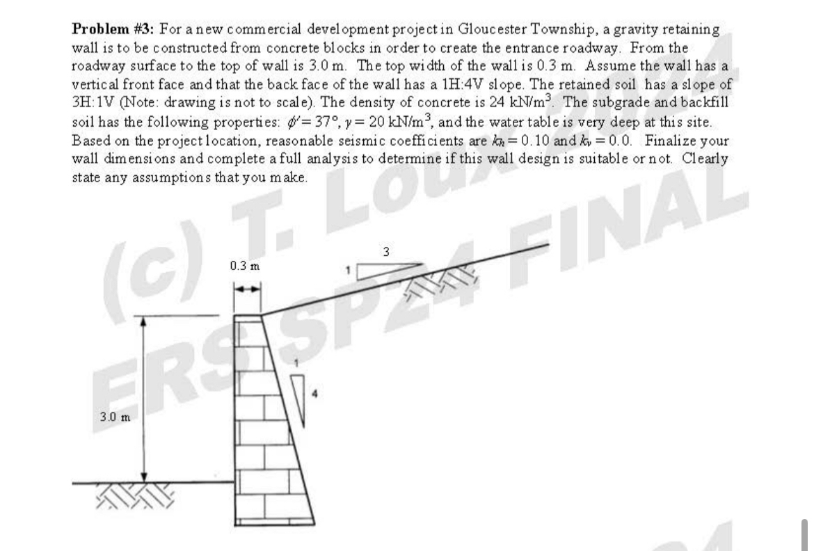Problem # 3 : For a new commercial devel opment