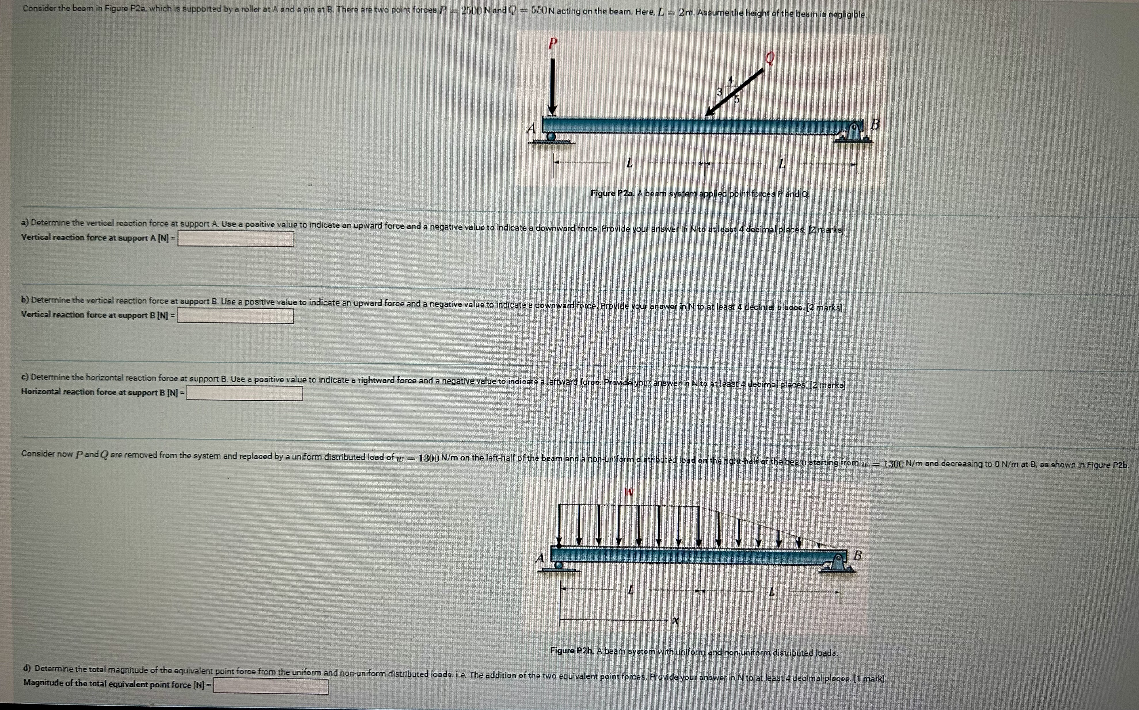 Consider the beam in Figure P 2 a , which is