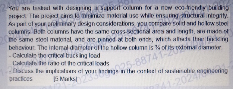 You are tasked with designing a support column