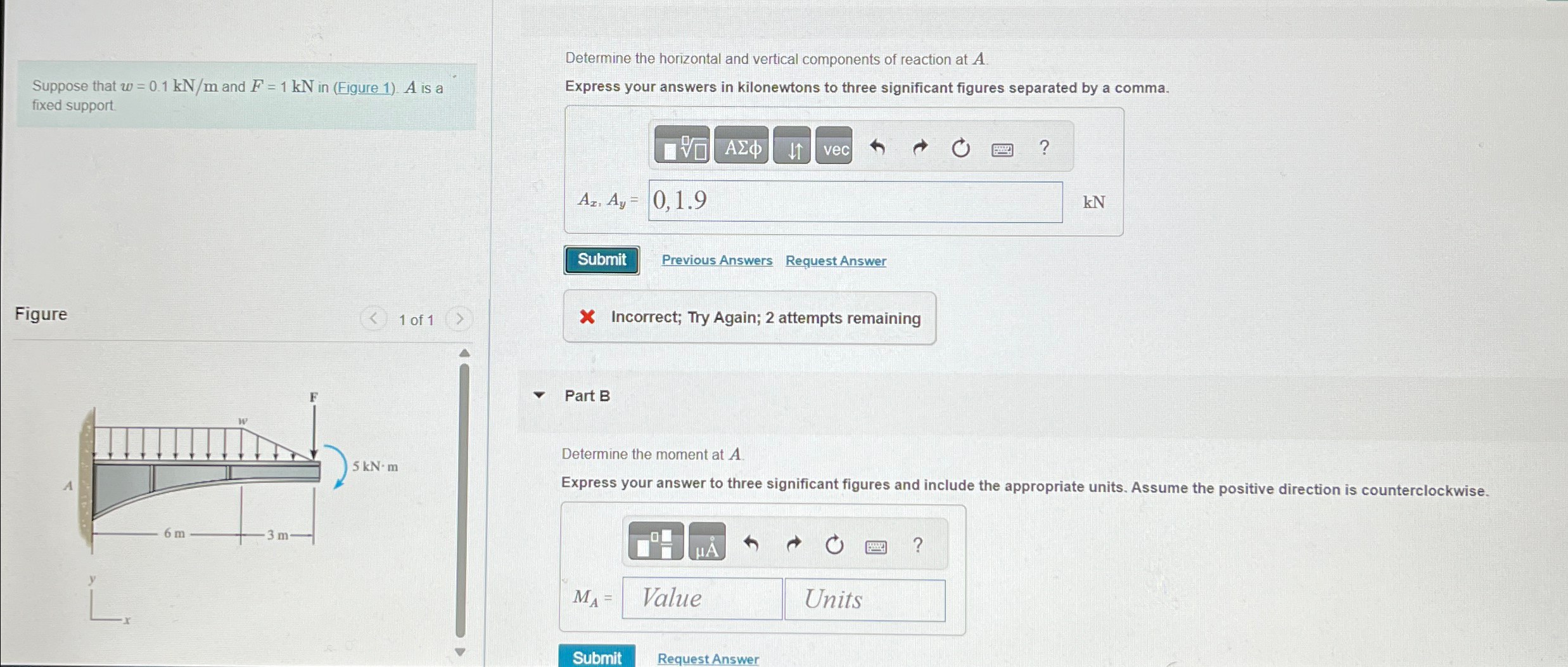 Suppose that w = 0 . 1 k N m and F = 1 k N in (