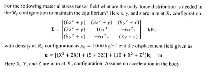 For the following material stress tensor field