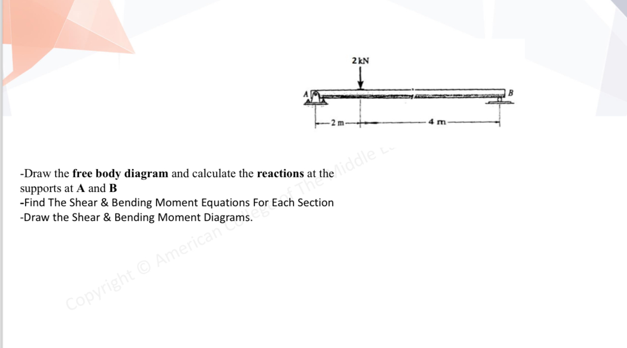 - Draw the free body diagram and calculate the