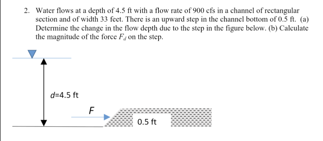 Water flows at a depth of 4 . 5 f t with a flow