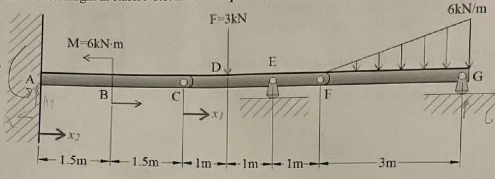 1 . What is the shear function in segment DE . (