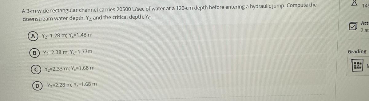 A 3 - m wide rectangular channel carries 2 0 5 0