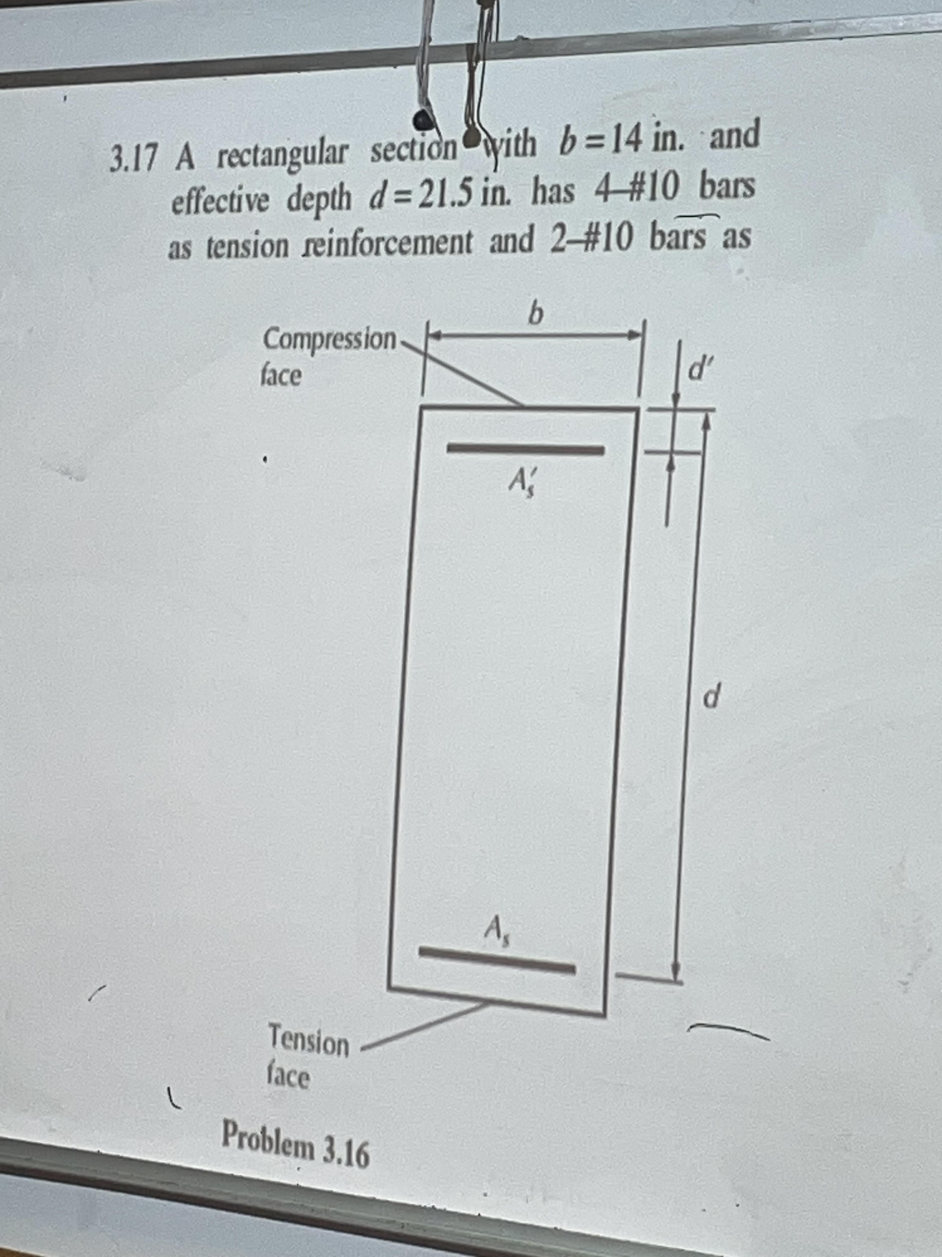 3 . 1 7 A rectangular section yith b = 1 4 i n .