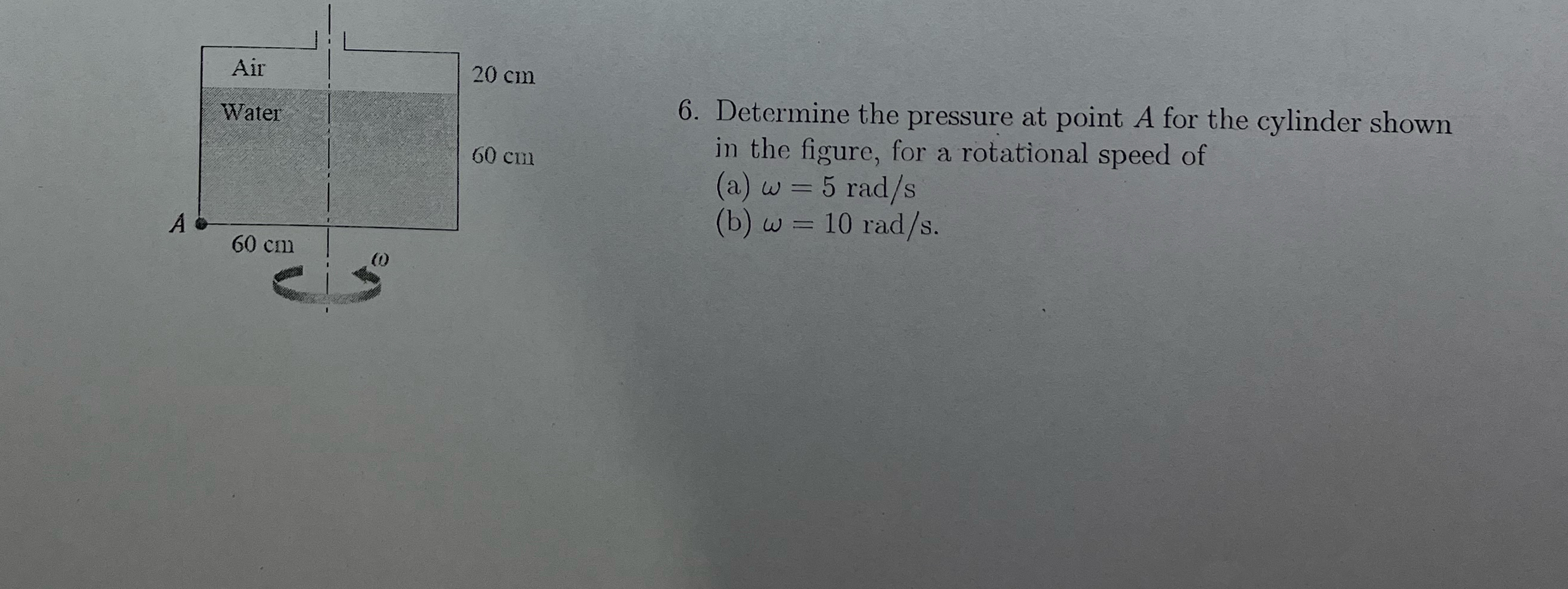 Determine the pressure at point A for the