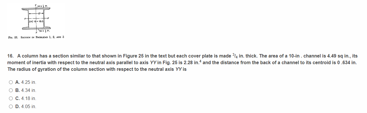 A column has a section similar to that shown in