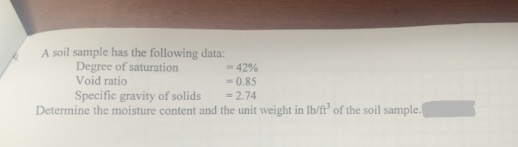 A soil sample has the following data: Degree of