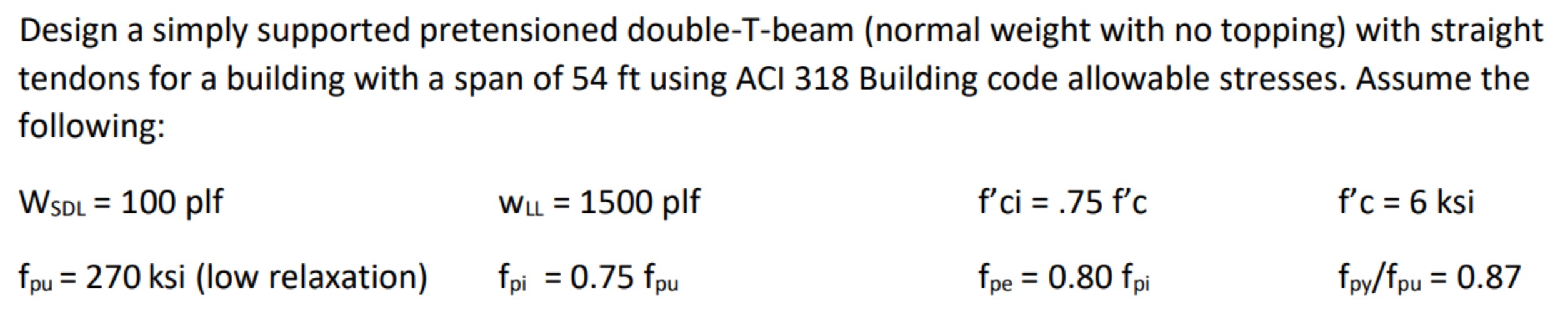 Design a simply supported pretensioned double - T