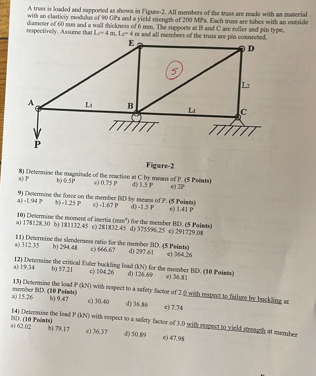 An encastre beam is subjected to a distributed