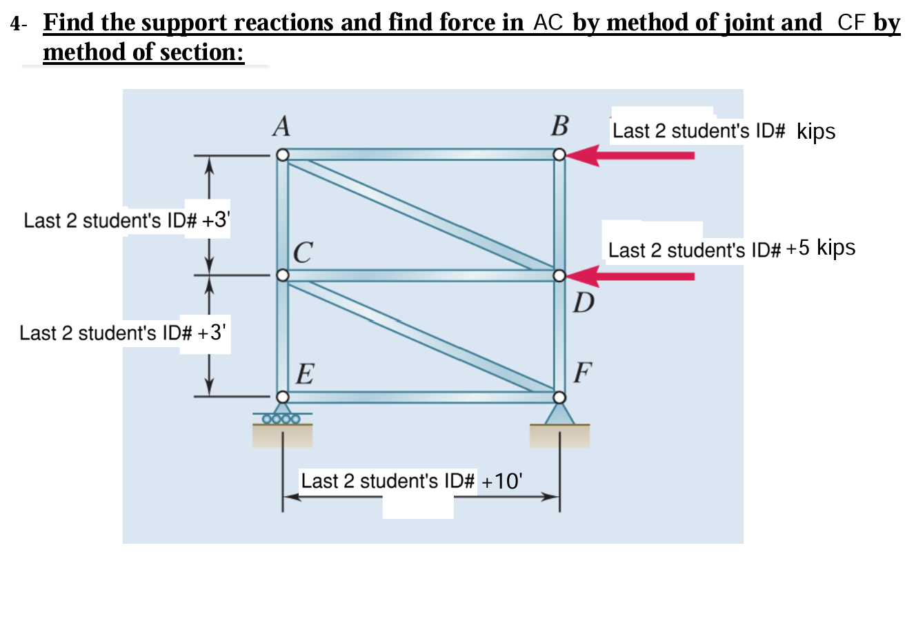 4 - Find the support reactions and find force in