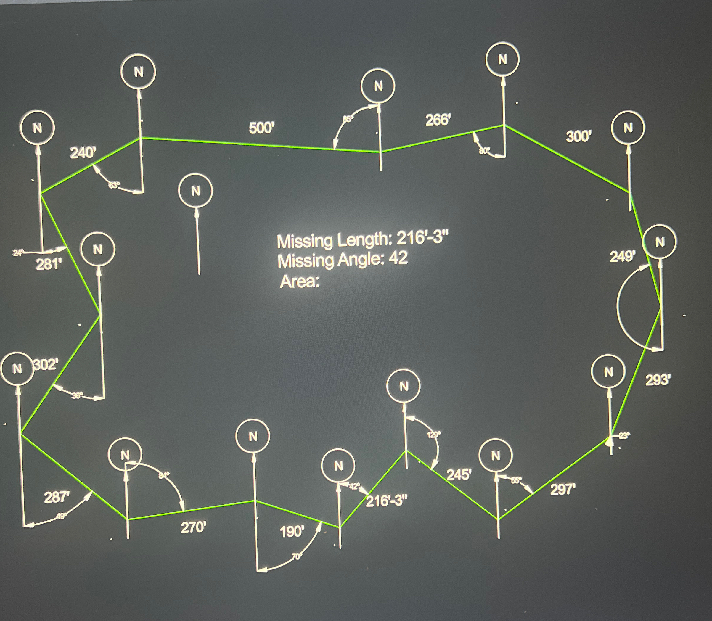 Find the area of the traverse