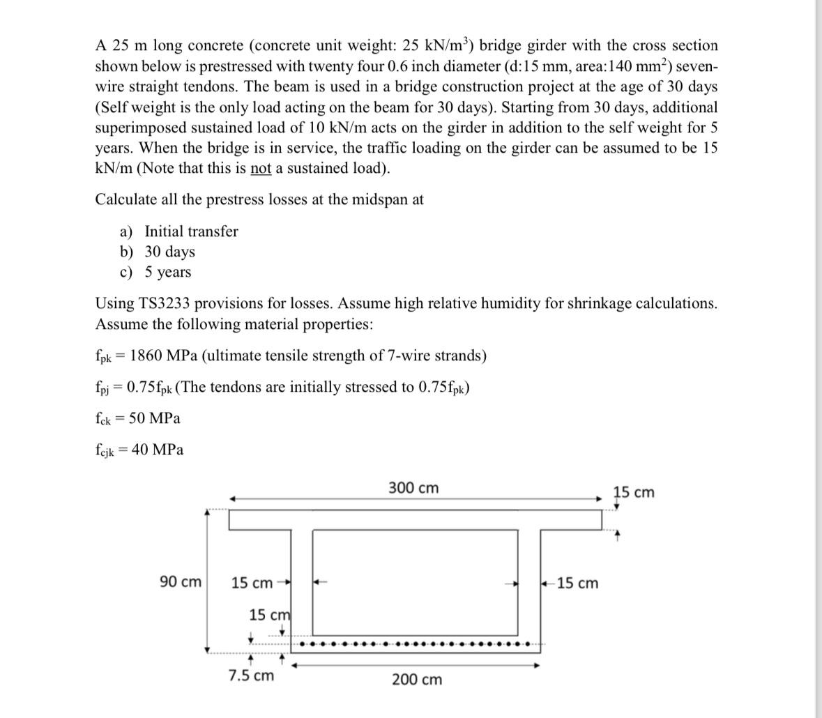 A 2 5 m long concrete ( concrete unit weight: 2 5