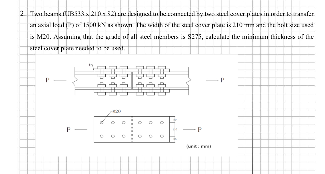 Two beams ( UB 5 3 3 2 1 0 8 2 ) are designed to