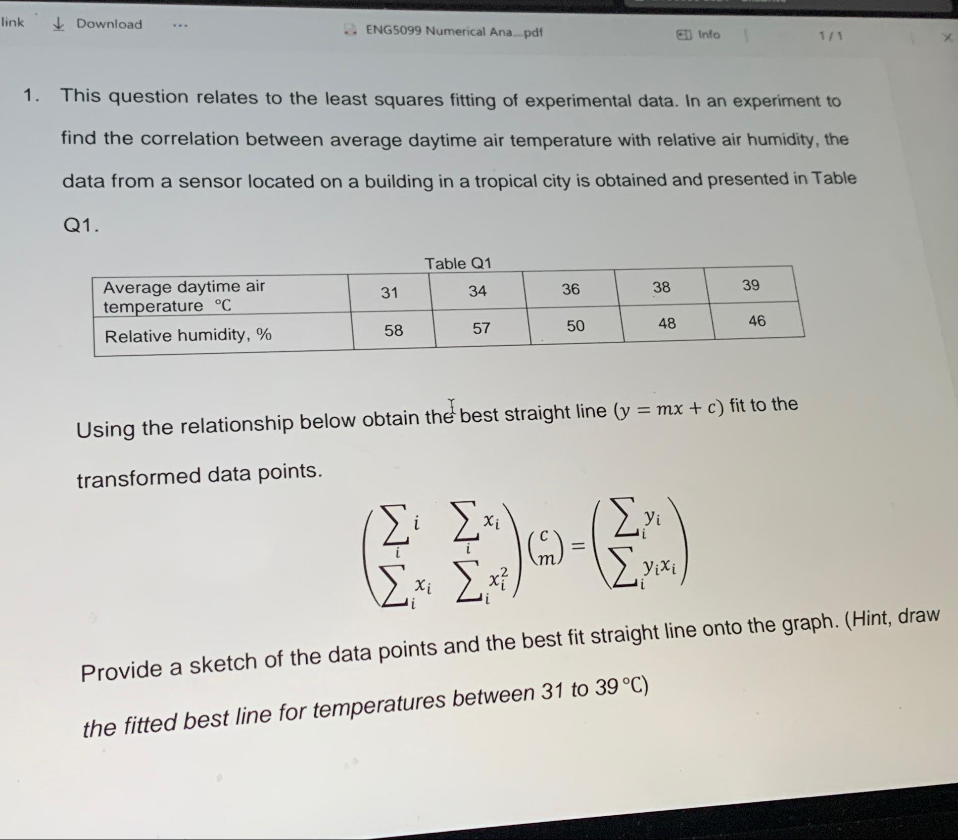 This question relates to the least squares