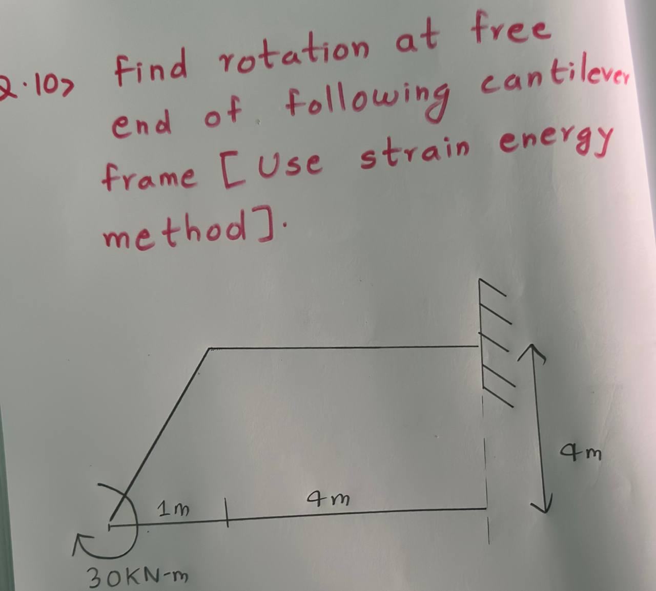 Q . 1 0 ) Find rotation at free end of following