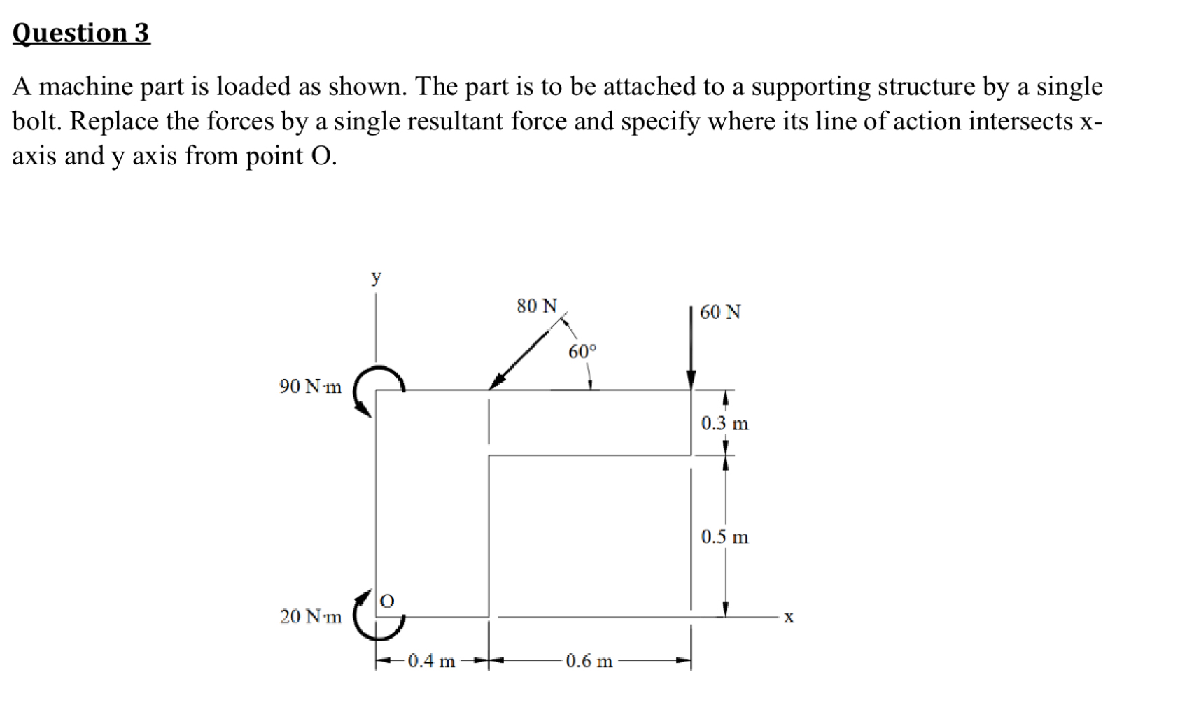 Question 3 A machine part is loaded as shown. The