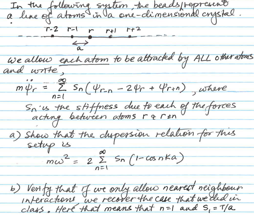 In the following system, the beads represent a