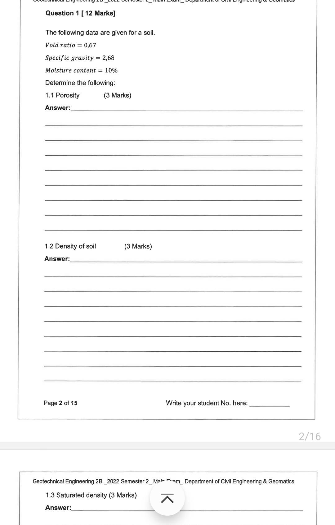 Question 1 [ 1 2 Marks ] The following data are