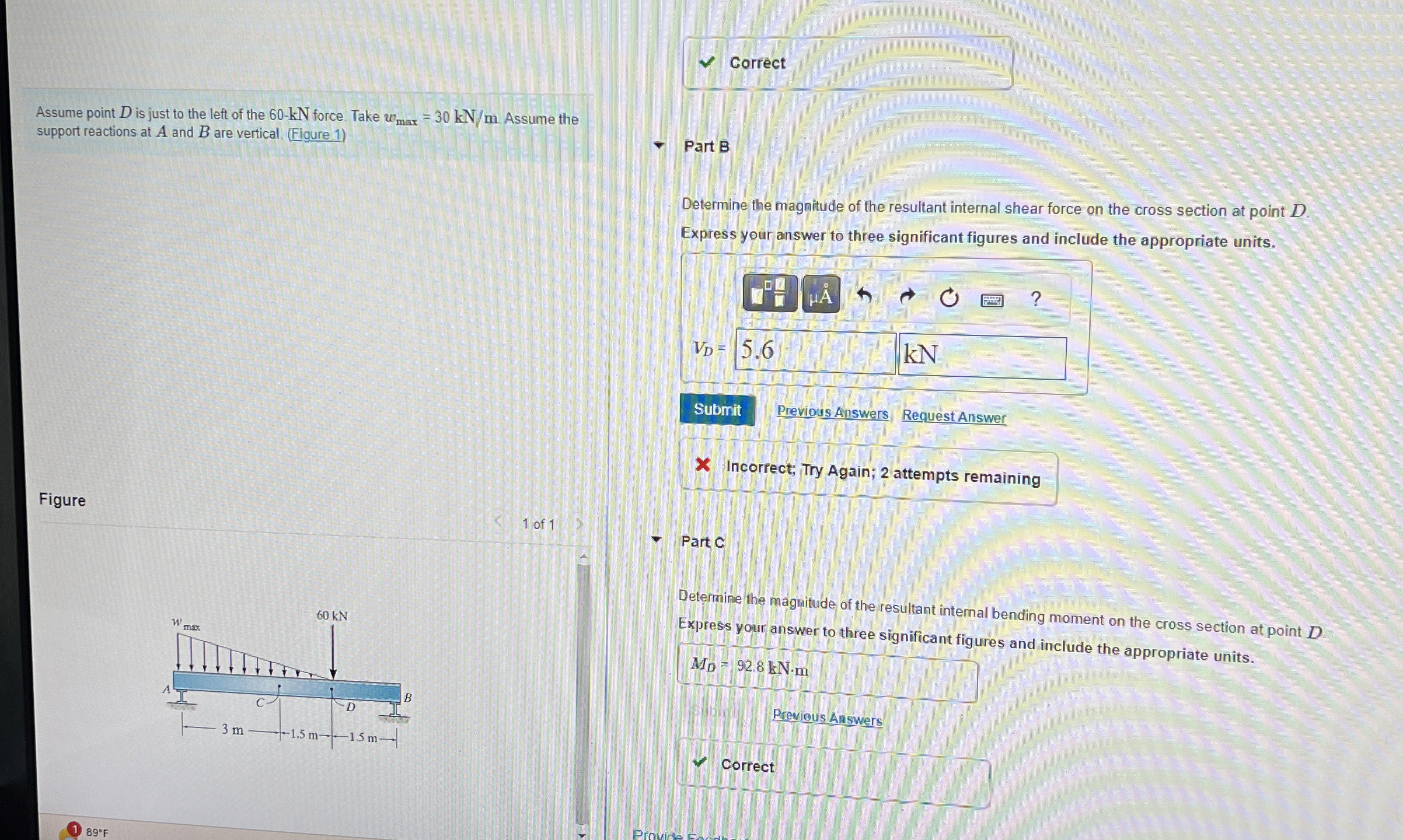 Correct Assume point D is just to the left of the