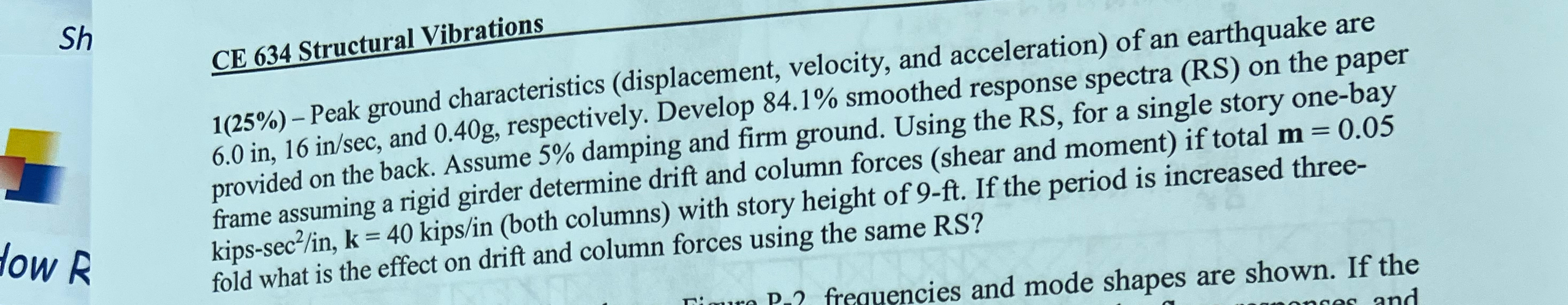 Sh CE 6 3 4 Structural Vibrations ) - Peak ground