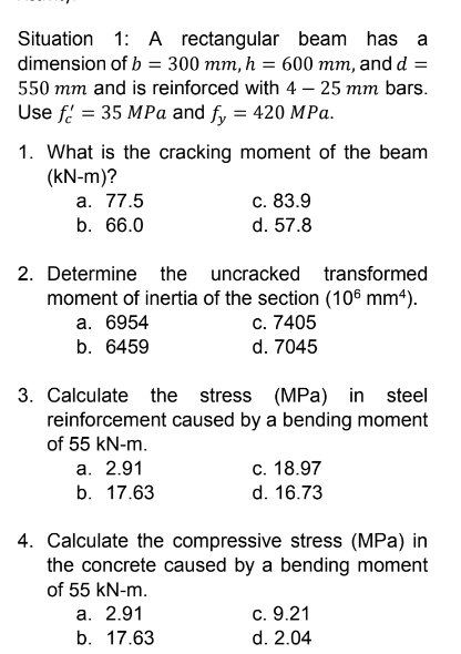 Situation 1 : A rectangular beam has a dimension