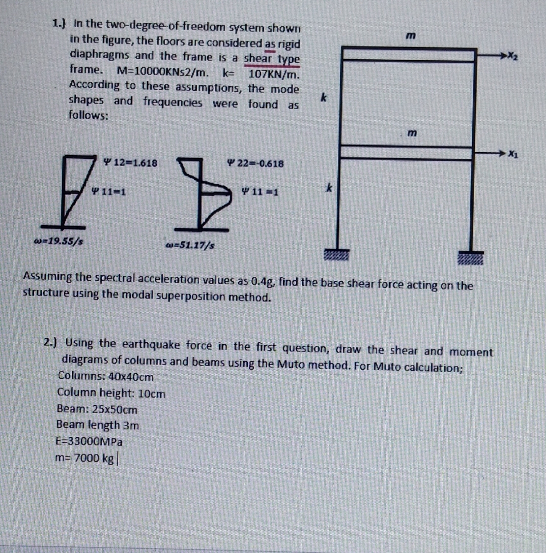 1 . ) In the two - degree - of - freedom system
