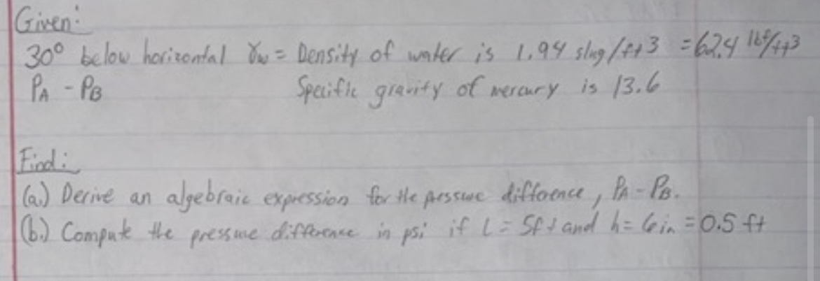 Given: 3 0 below horizontal N = Density of wnter