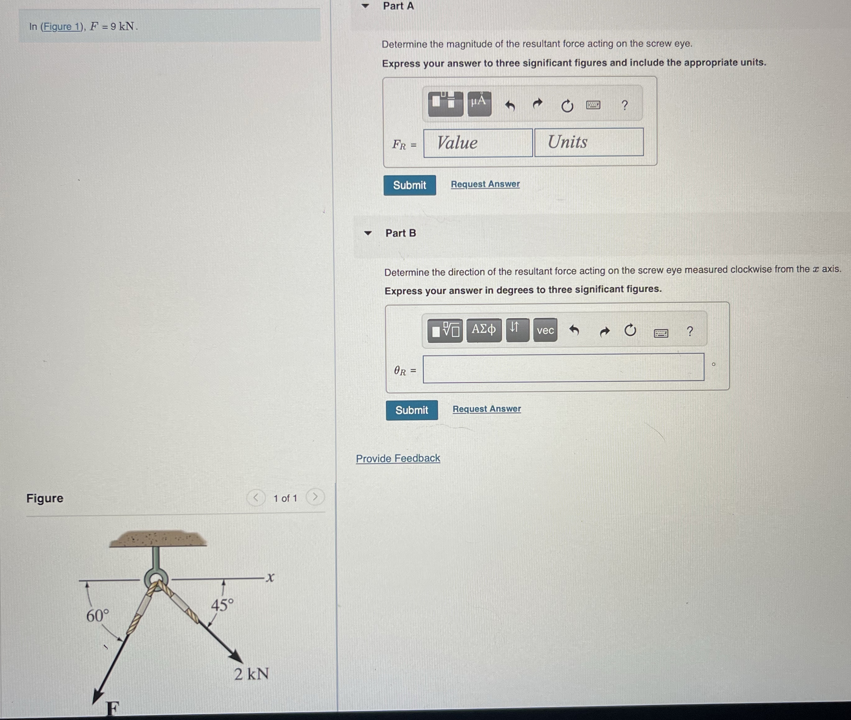 ONE ATTEMPT Part A l n ( Figure 1 ) , F = 9 k N .