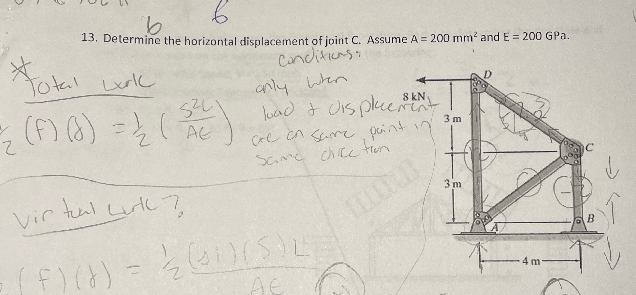 Determine the horizontal displacement of joint C