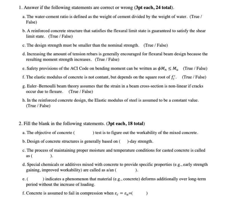 Answer if the following statements are correct or