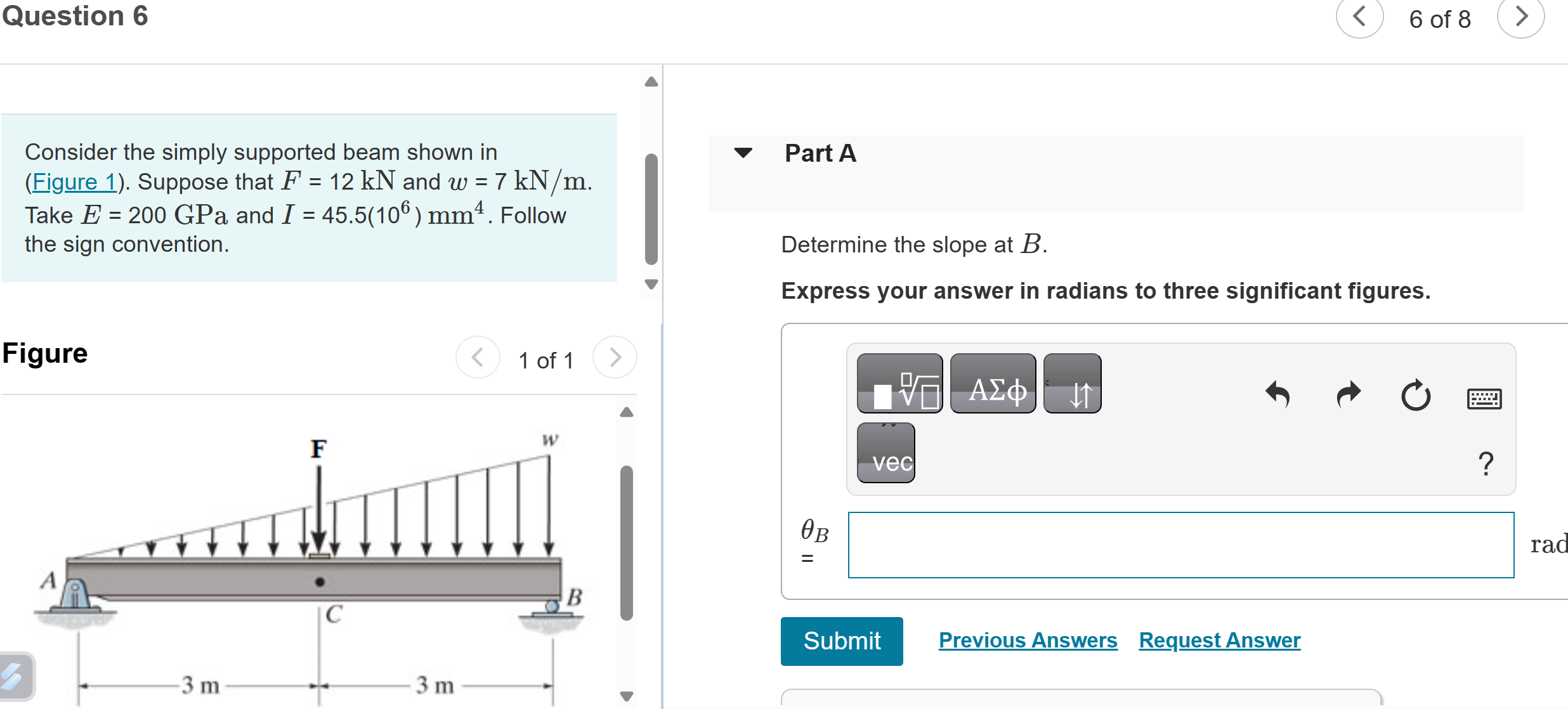 Question 6 Consider the simply supported beam