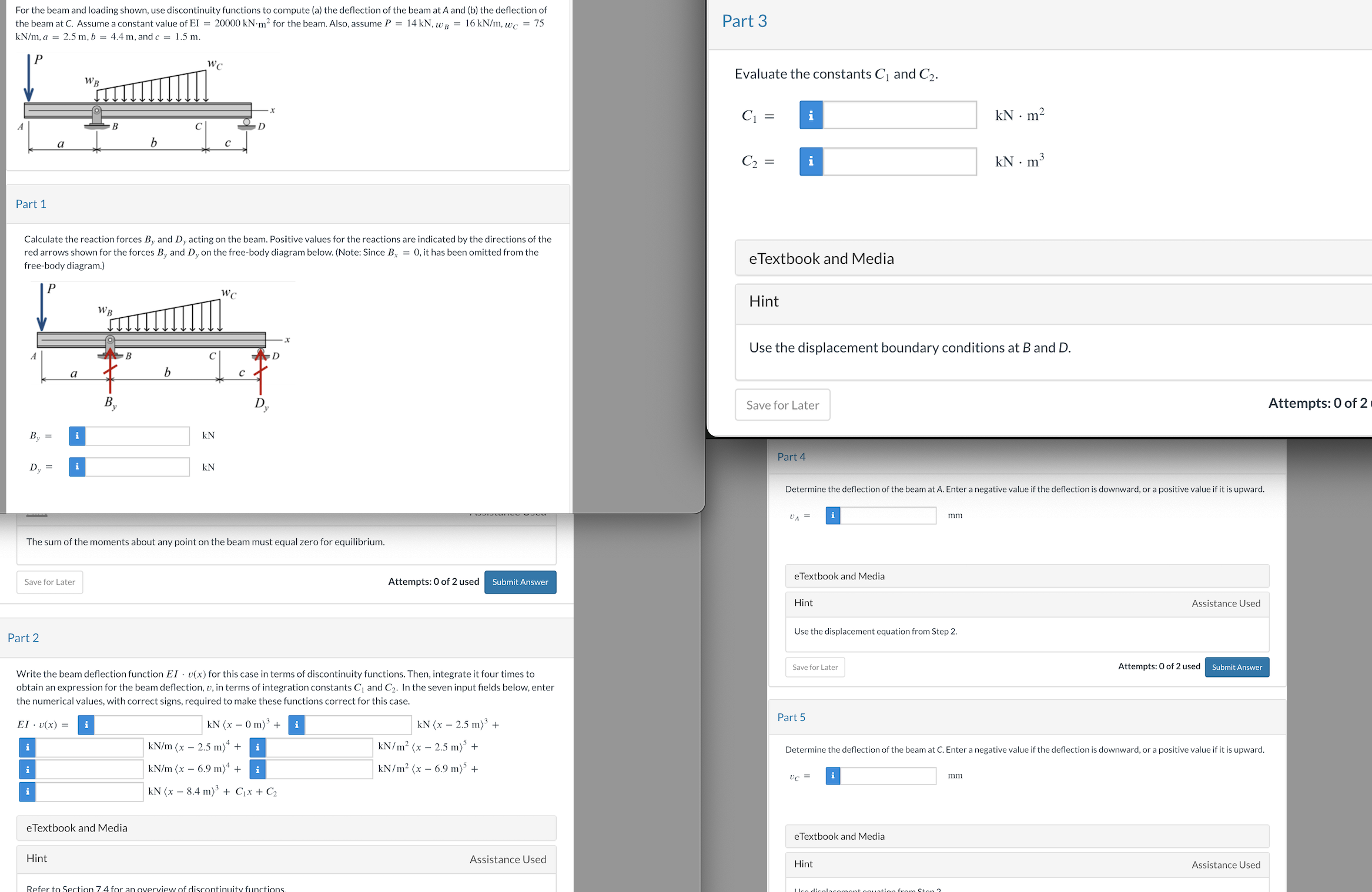 Part 3 Evaluate the constants C 1 and C 2 . C 1 =