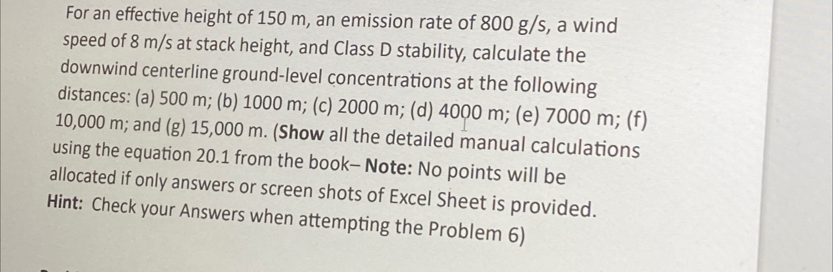 For an effective height of 1 5 0 m , an emission