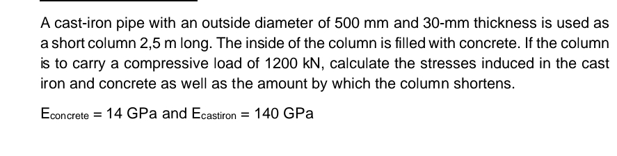 A cast - iron pipe with an outside diameter of 5