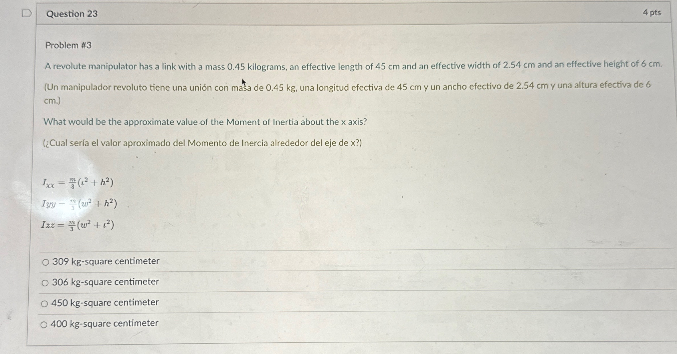 Question 2 3 4 pts Problem # 3 A revolute