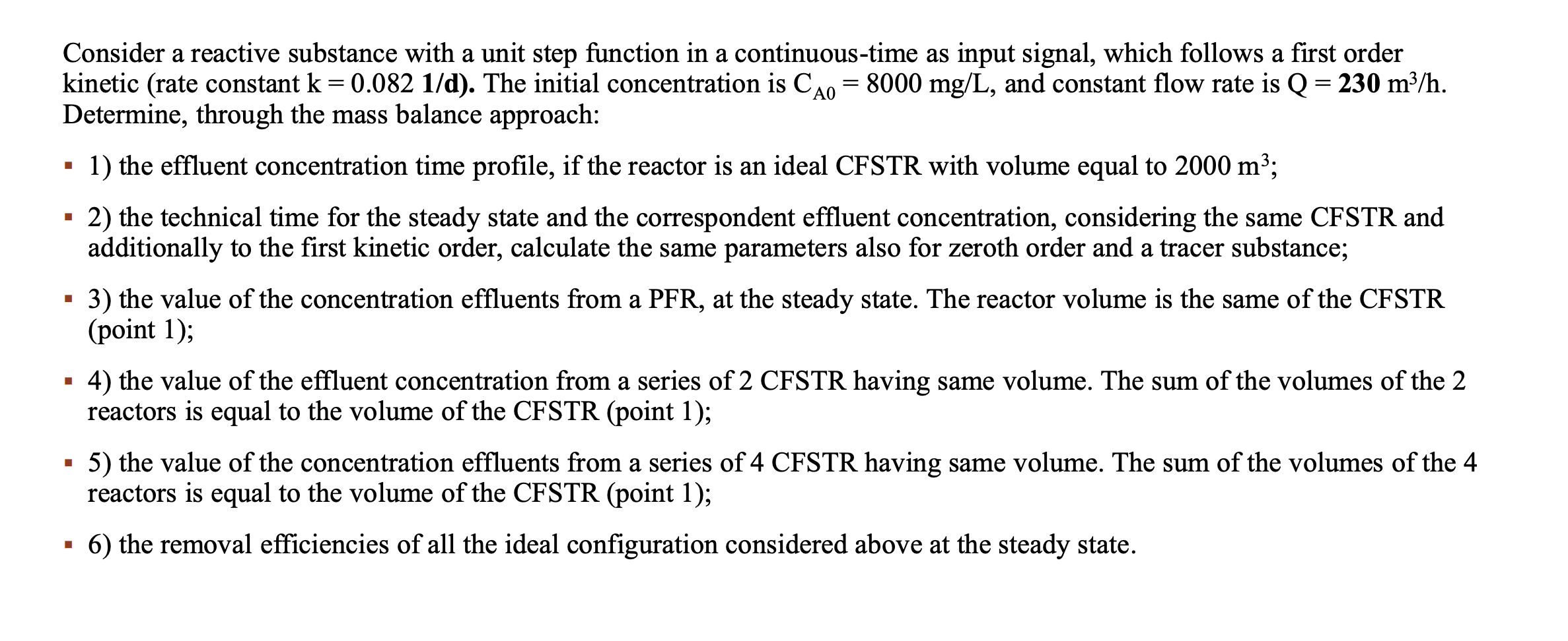 Consider a reactive substance with a unit step