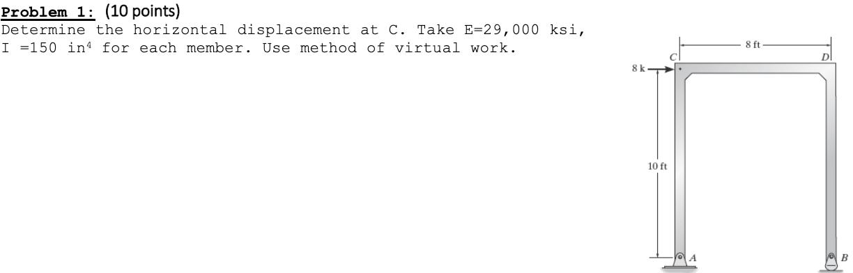 Determine the horizontal displacement at C . Take