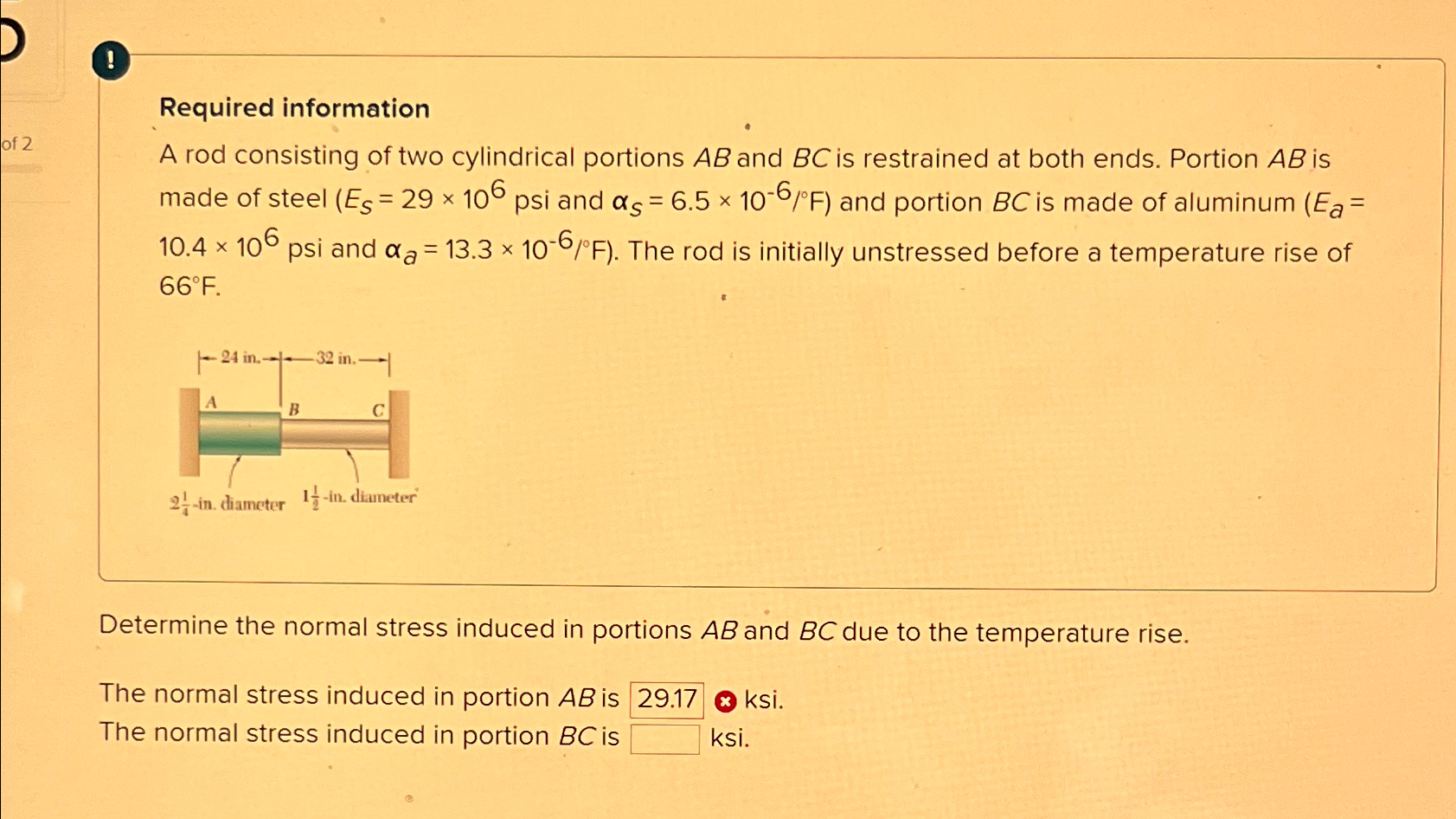 ! Required information A rod consisting of two
