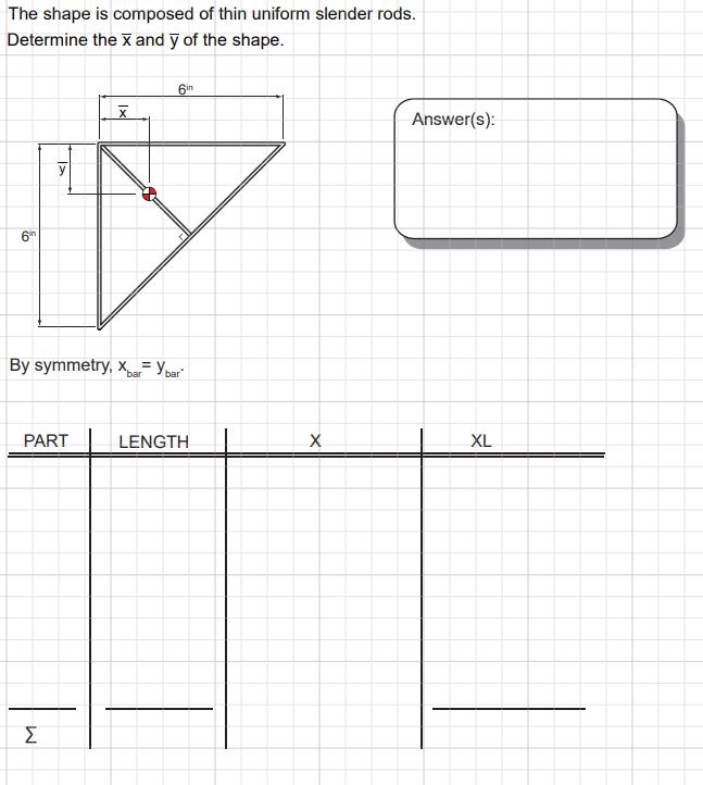 The shape is composed of thin uniform slender