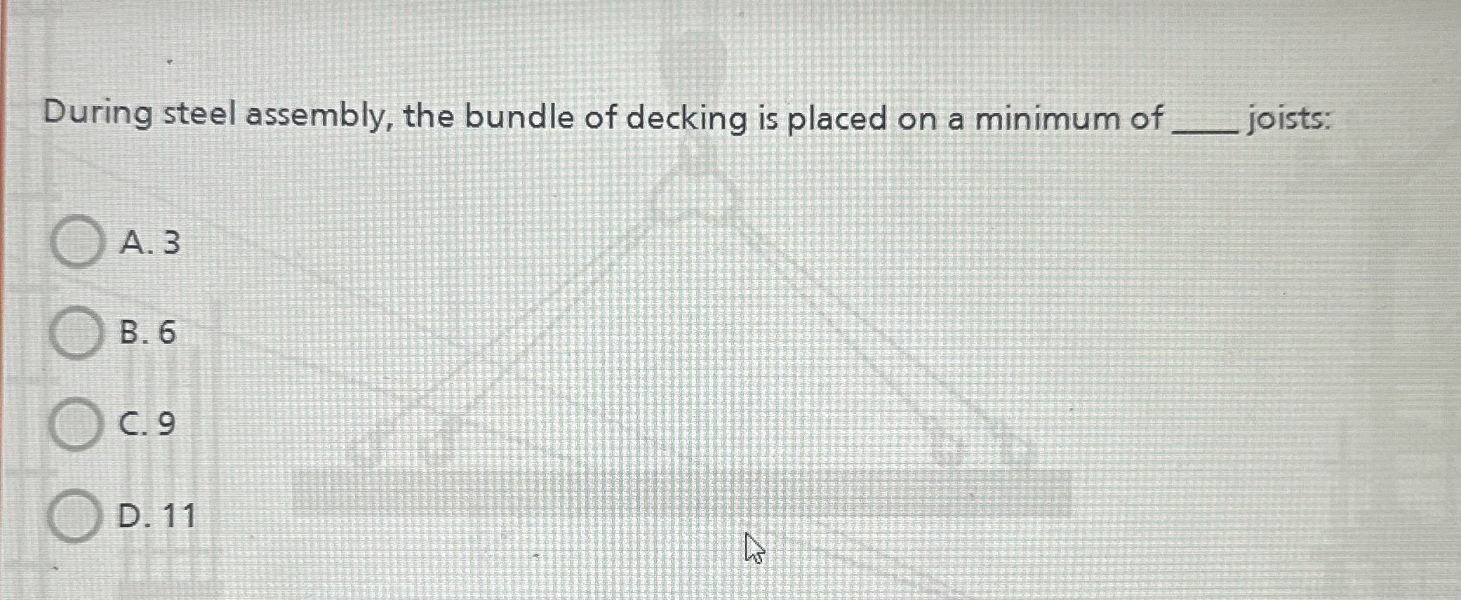 During steel assembly, the bundle of decking is
