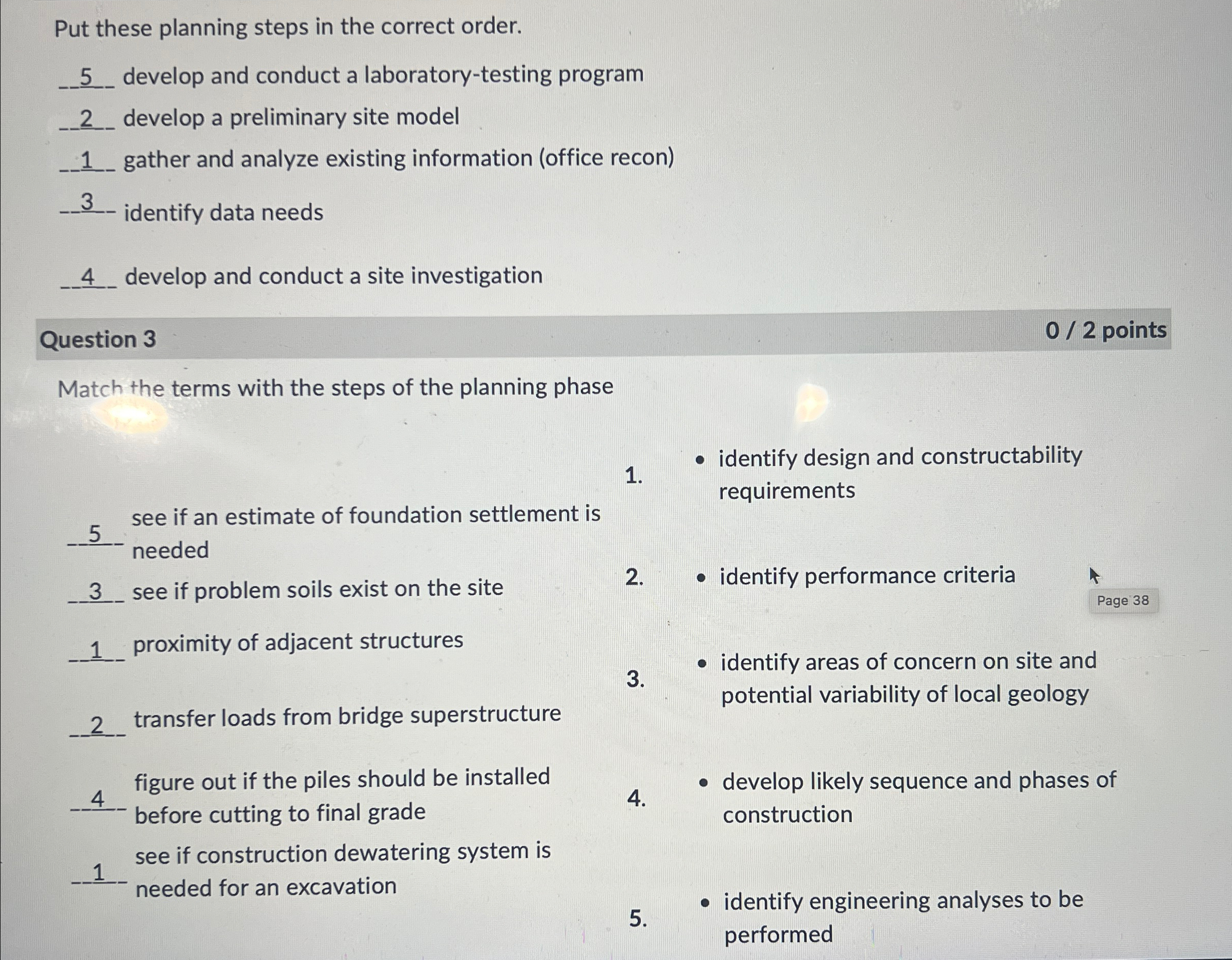 Put these planning steps in the correct order. _
