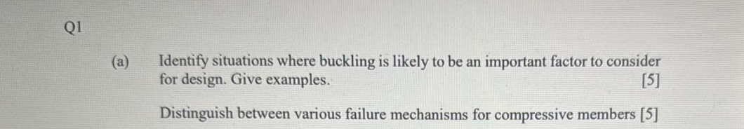 Q 1 ( a ) Identify situations where buckling is