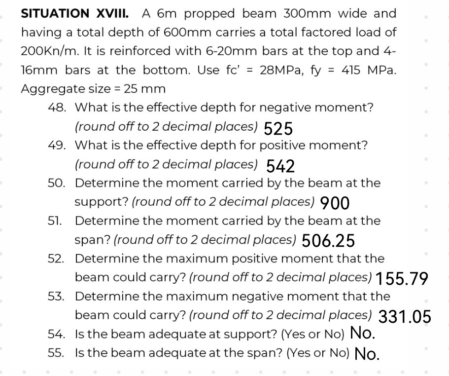 CIVIL ENGINEERING SITUATION XVIII. A 6 m propped